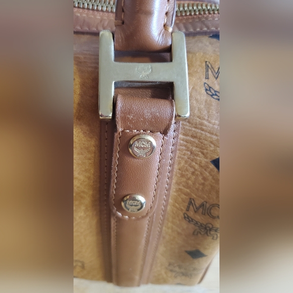 MCM Visetos Satchel in Cognac w/MCM Charm - Picture 16 of 17
